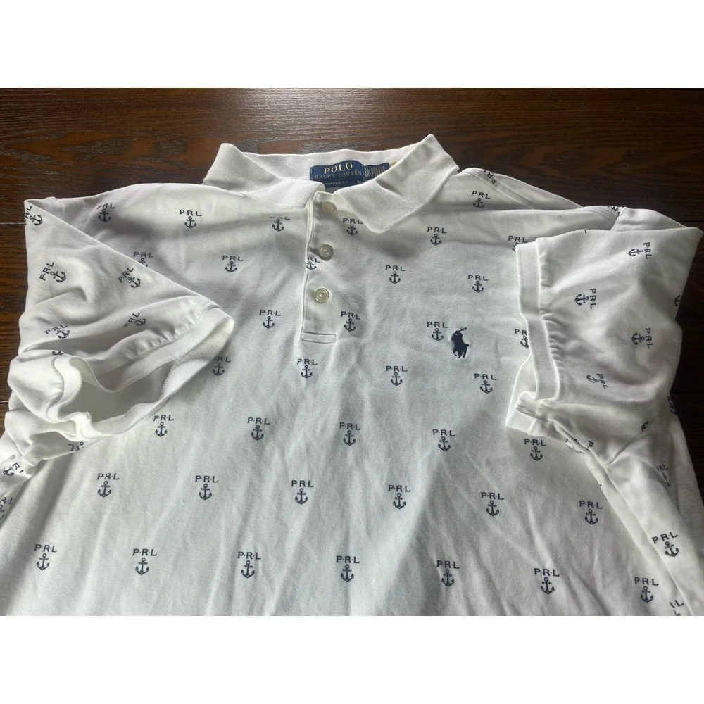 Polo Ralph Lauren Men's Size XL Classic Allover Print Anchor PRL Polo Shirt